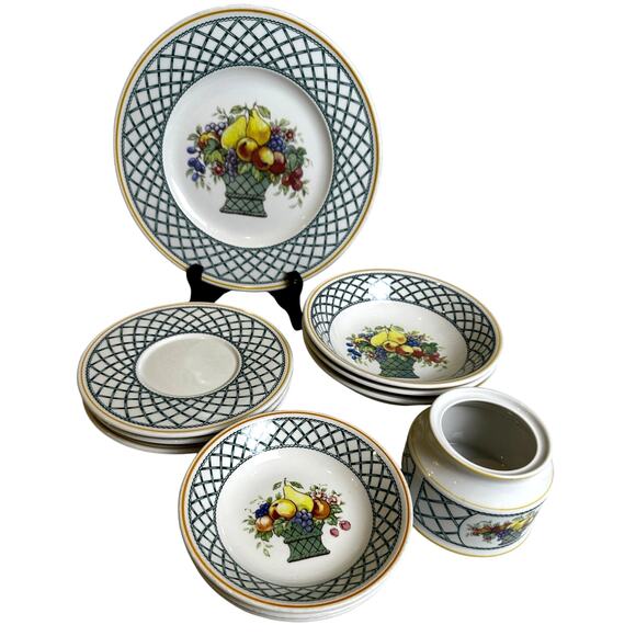 Villeroy & Boch 'Basket' anno 1785 Germany Vitro Porzellan-Lot of 12 Pieces - Picture 1 of 7